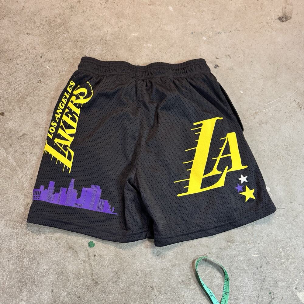 NBA Ultra Game Los Angeles Lakers Shorts Size XS Black Yellow Purple Embroidered